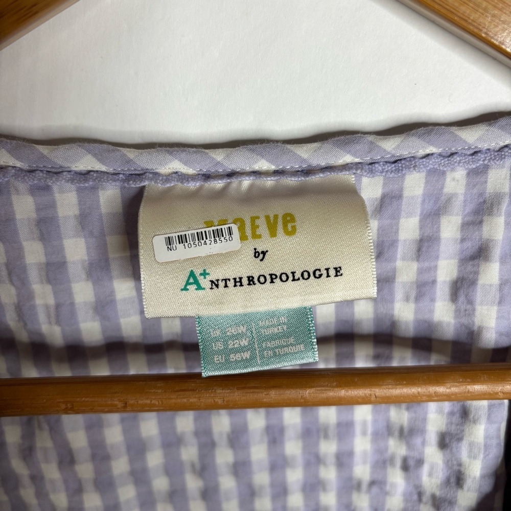 Anthropologie Maeve Crop Gingham Blouse Purple size 22W - Picture 8 of 14